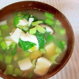 小松菜、豆腐、椎茸の簡単味噌汁